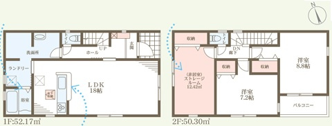 周辺買い物施設充実　王塚台9期　5号棟の間取り