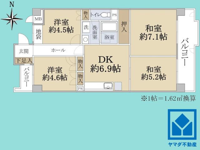 仁川リバーサイドハイツB棟の間取り