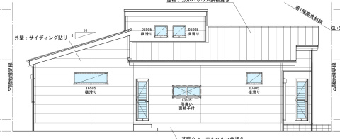 伊丹市緑ヶ丘5丁目建築条件付き土地の完成予想図|参考プラン
東側立面図