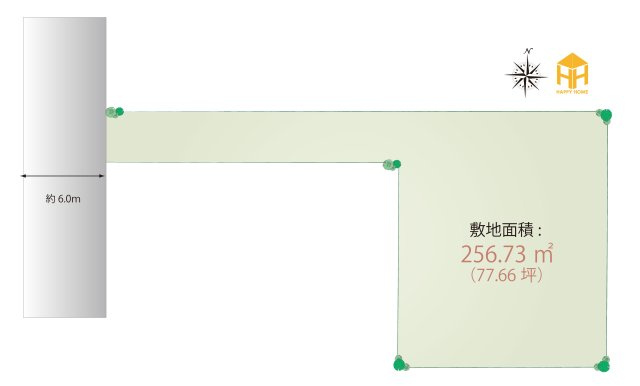 伊丹市緑ヶ丘5丁目建築条件付き土地の土地図|敷地面積256.73㎡