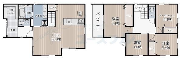 【間取り】 | 専有面積:105.56平米　間取り:3SLDK！