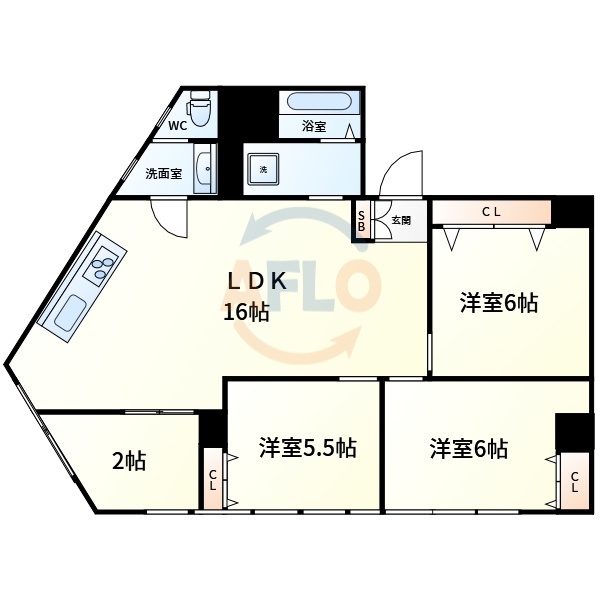 大川ビル　玉造小学校区の間取り|大川ビル　間取り