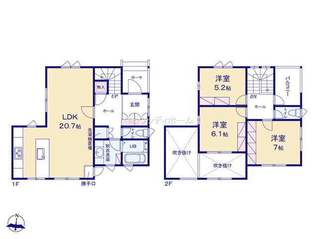 春日部市藤塚　新築一戸建ての間取り
