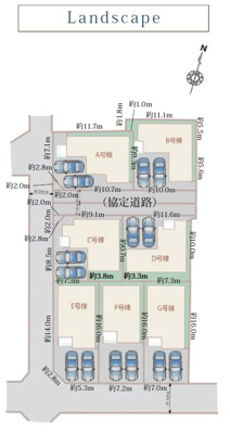 【区画図】 | 葵区田町7期　新築戸建　E号棟 | 2台並列駐車可能！ゆったりスペースで、駐車も楽ちん♪