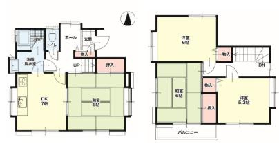 久喜市栗橋東1期　中古一戸建ての間取り|全居室収納完備で物の置き場に困らない間取り！