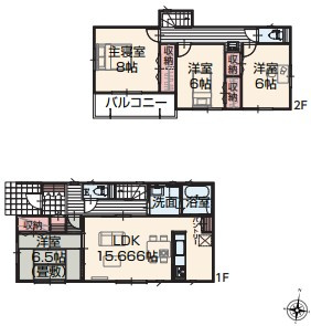 【間取り】 | いろどりアイタウン古河市諸川23-P1　 | 南向きで日当たり良好な間取りです