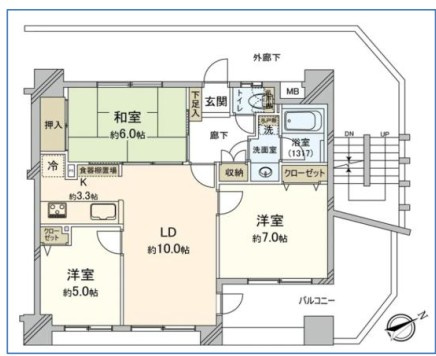 Gコンフォートウエスト飯能　中古マンション8階の間取り