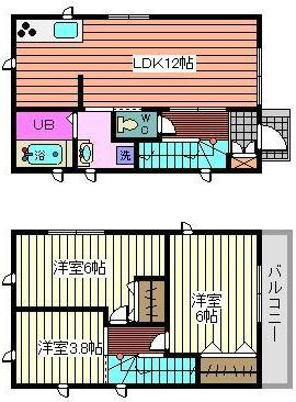 三室大古里緑地台住宅　Ｆ棟の間取り