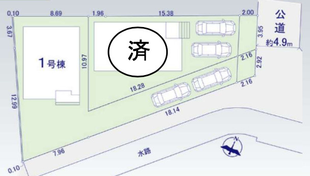 【仲介手数料無料】所沢市小手指南１期全２棟１号棟　所沢の新築なら西武ハウジングの区画図