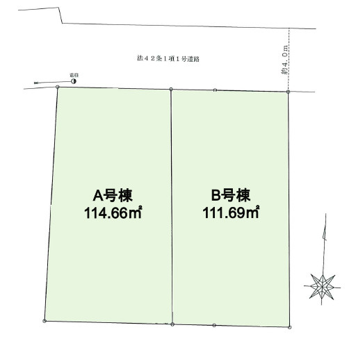 練馬区谷原5丁目　土地34坪超　太陽光×ロフト付き住宅　全2棟の区画図