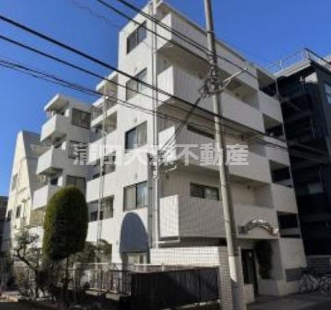 菱和パレス平和島の外観|1989年2月築　RC鉄筋コンクリート造地上5階建て総戸数19戸　オートロック付分譲賃貸マンション　京浜急行本線平和島駅近の東京都大田区大森東1丁目の落ち着いた住環境が◎旧東海道美原通り商店街すぐ