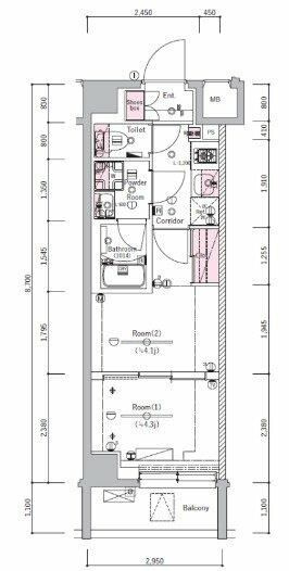 横浜市神奈川区子安通２丁目の賃貸マンションの間取り
