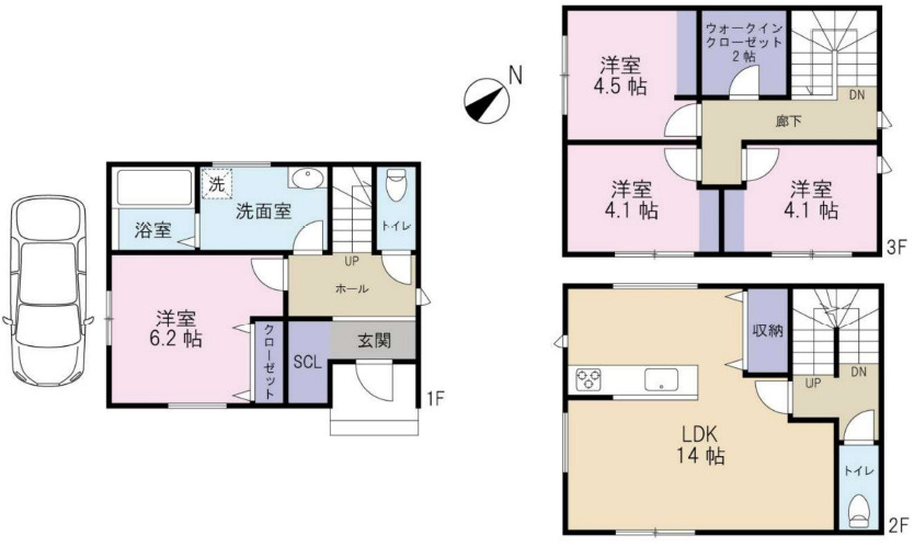 箕面市半町２丁目　新築戸建の間取り