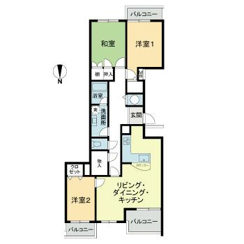 高宮ハウスＡ棟の間取り