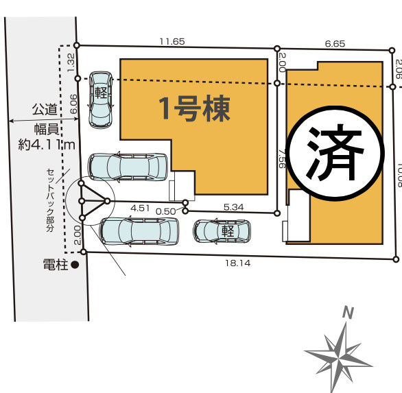 【仲介手数料無料】所沢市上安松１１期全２棟１号棟　所沢の新築なら西武ハウジングの区画図