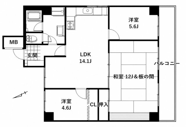パティオ永沢の間取り|LDKと和室の間の扉を開けることで、開放感あふれる空間に！
どちらの居室にも大きな窓がある為、リビング全体が明るい陽光に包まれます。
