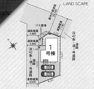 【区画図】 | 秦野市平沢　新築戸建て　カースペース並列２台駐車可能