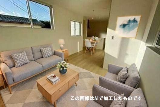 安芸区矢野西６丁目の居間・リビング|便利なサンルーム付♪二階リビングで人の目を気にせず家族団らん♪