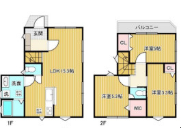 【間取り】 | 稲毛区六方町中古戸建 | 土地面積：64.26㎡　建物面積：70.06㎡　3LDK