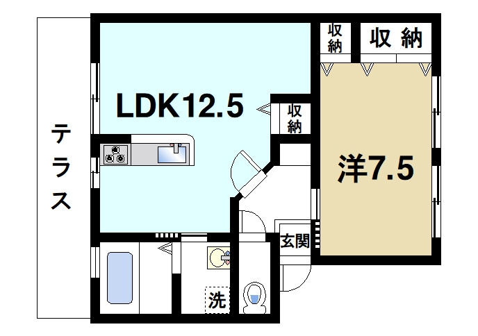 ロイヤルアーバンの間取り|1LDK