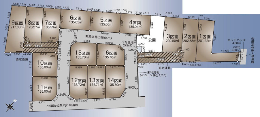 野田市堤根第5　売地　2区画　61坪の土地図|全16区画
