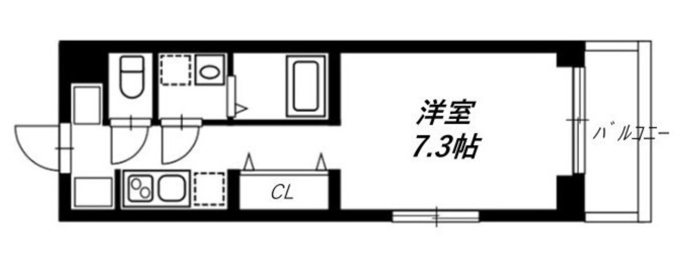 リヴシティ蒲田イーストの間取り|洋室7.3帖の1Kバストイレ別独立洗面台！