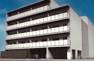 【外観パース】 | 鉄筋コンクリート造のがっちりとした建物。