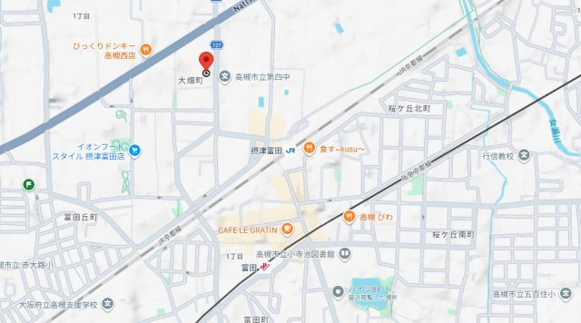 高槻市大畑町の賃貸マンションの地図