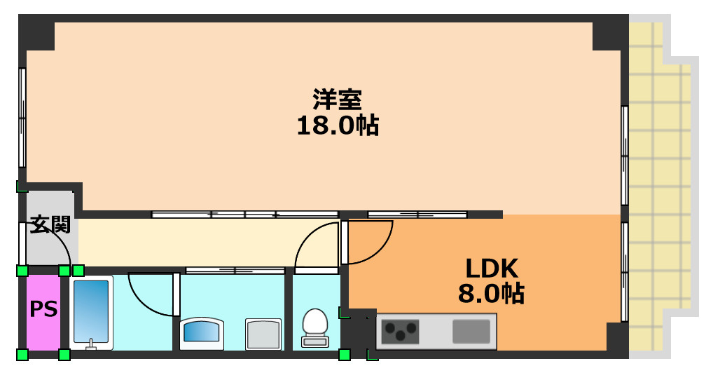 高槻市大畑町の賃貸マンションの間取り