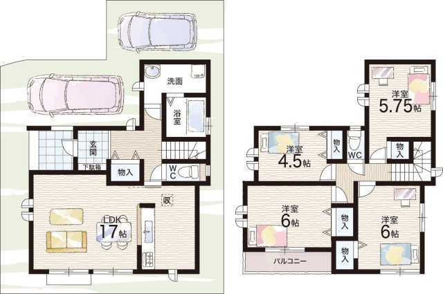 堺市美原区阿弥　新築一戸建ての間取り|H号地