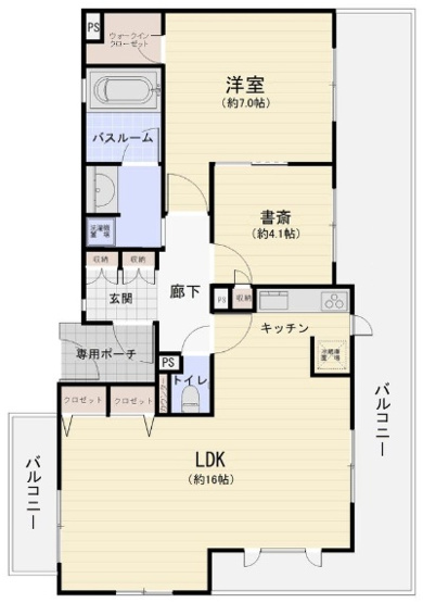 【間取り】 | CityLife新大阪ラブニール | 上層階・三方角部屋・専用ポーチ付・３面バルコニー・ウォークインクローゼット