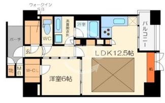 【間取り】 | プライムアーバン堺筋本町 | プライムアーバン堺筋本町　1LDK