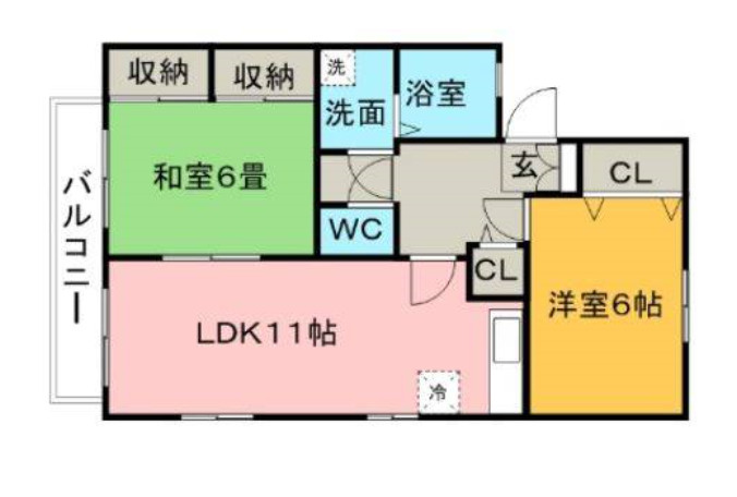 久留米市野伏間１丁目のハイツの間取り