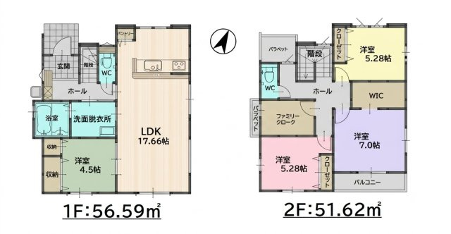 糟屋郡篠栗町庄4丁目第2-1棟（1号棟）の間取り|全居室収納付きで便利です。