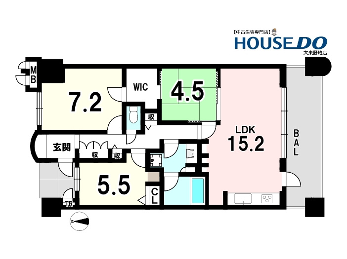 レスタージュ住道の間取り|間取り図面は略図につき現況を優先致します。