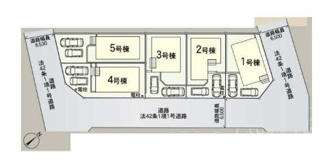 【区画図】 | 青葉区奈良町 5号棟 第13 | ５号棟　南西側6.5m道路　カースペース２台（車種による）