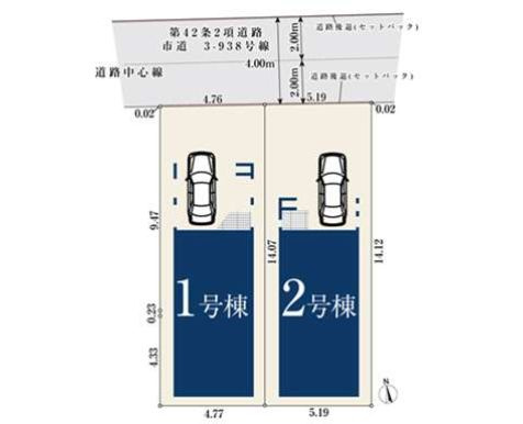 仲介手数料無料　MIRASUMO所沢市けやき台128②・新築全2棟の区画図