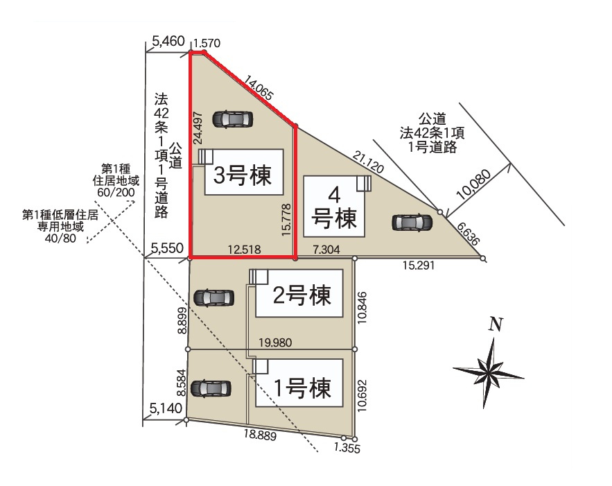 Cradlegarden　 常陸太田市増井町　第1　3の前面道路含む現地写真|敷地面積約78坪。並列駐車可能です。同メーカー完成物件の内覧、気になる他の物件と合わせての現地ご案内も可能です。お気軽にお問い合わせください。