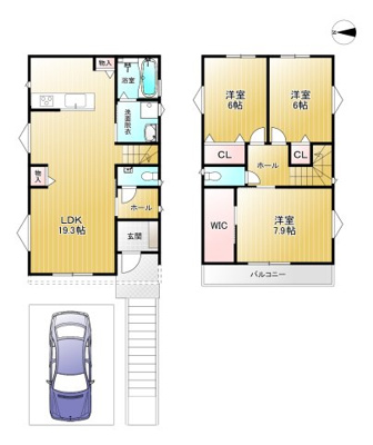 【土地図＋建物プラン例】 | 高槻市柱本新町　建築条件付売土地
