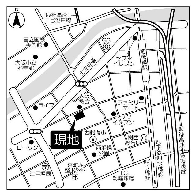 ザ・ファインタワー大阪肥後橋の地図