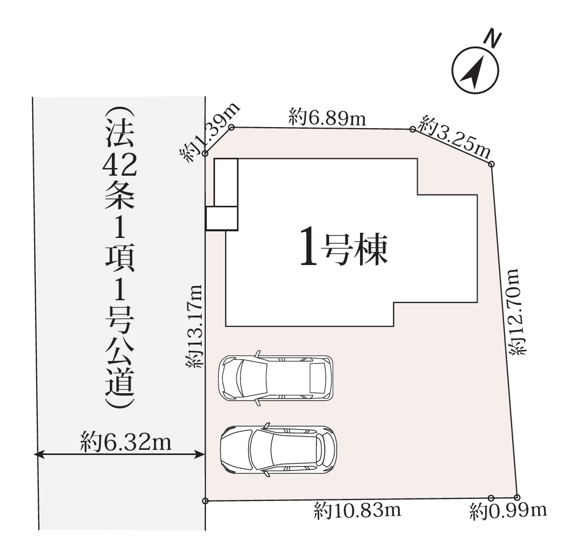 入間市東町4丁目・全1棟　新築一戸建　の区画図|カースペース並列2台。