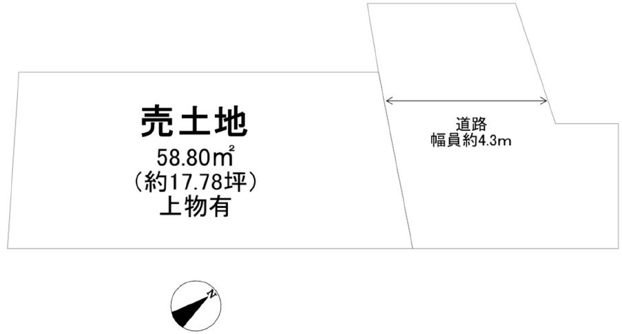 野洲市小篠原　建築条件無し売土地の土地図