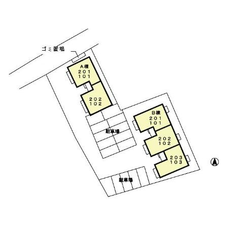 ウィルモア植松B棟の区画図