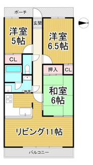 【間取り】 | サニーフラット川西緑台　3階