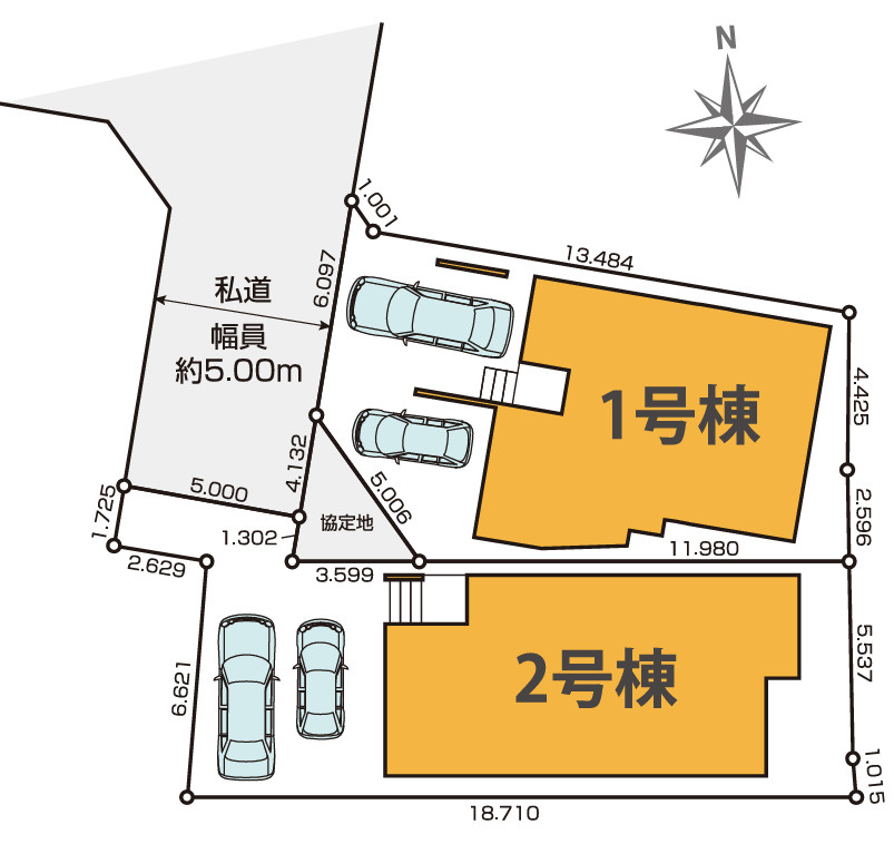 新築/新座市野寺５丁目の区画図|駐車場あり（車種による）