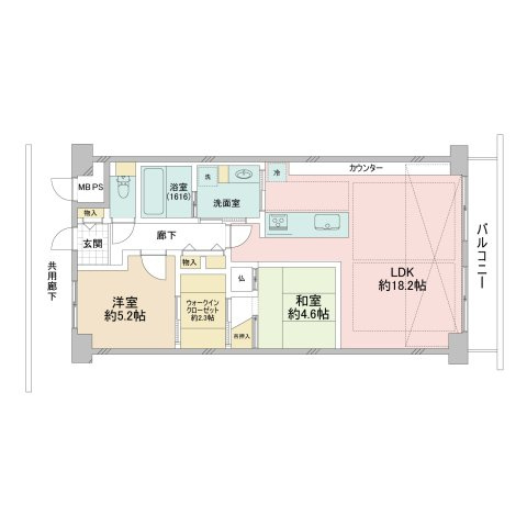 ネオコーポ大阪城公園3号館の間取り|中古マンション　1LDK　専有面積：69.02㎡（壁芯）　バルコニー面積：8.12㎡　南向き