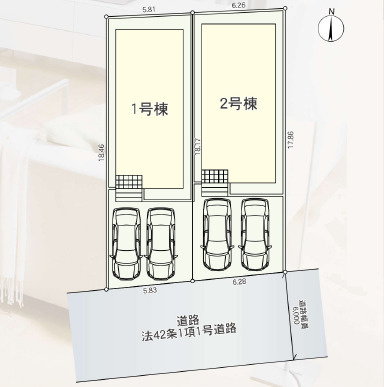 厚木市妻田西第15　新築戸建　全2棟1号棟の区画図