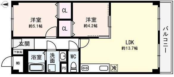メゾン舞子ショアーの間取り|間取り図。
