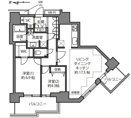 【間取り】 | ルネッサンスタワー上野池之端