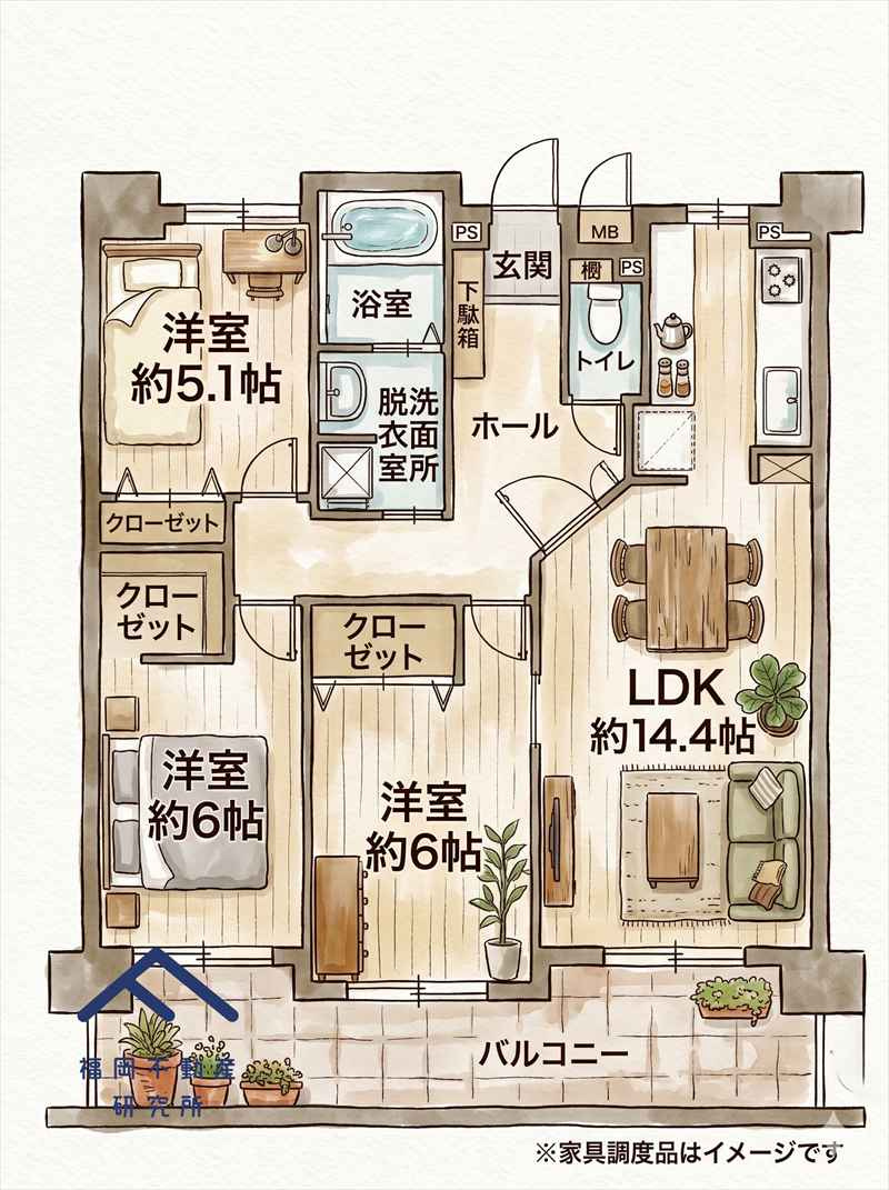 エイルヴィラ大橋南の間取り